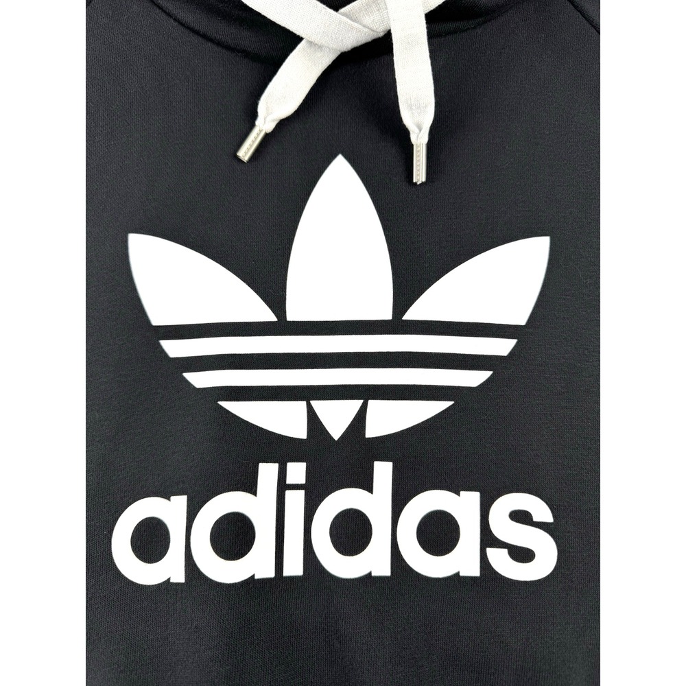 adidas Women's Cropped Hoodie Large Trefoil Logo‎ - Black, Size S